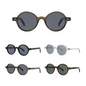 Lunettes de soleil polarisées UV400 anti-reflets légères en acétate rondes tendance - Product Image 1