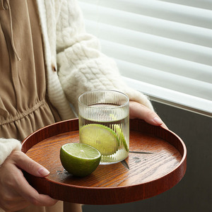 Japanese Style Wooden <b>Tray</b> Round Oval With Flower Pattern For Home Hotel Use Customizable Logo - Product Image 2