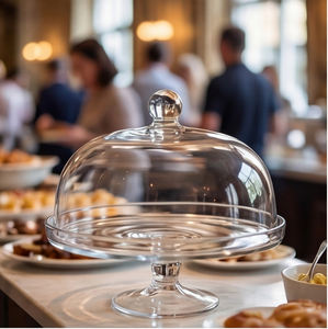 Verre clair Cloche gâteau <span class=keywords><strong>d</strong></span>ôme couverture Dessert présentoir à la main cristal nourriture couverture verrerie pour la maison mariage Café - Product Image 2