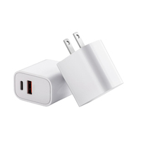 Cargador de Teléfono Personalizado al por Mayor, Enchufe Estadounidense/Británico/Europeo, Cargador Rápido de 20 W con Doble Puerto A+C, Adaptador de Cargador de Teléfono con Certificación FCC QC 3.0