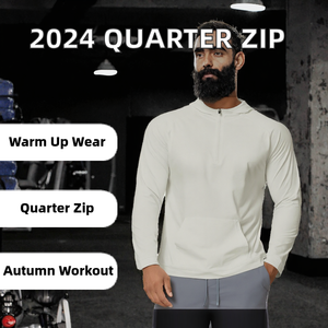 Sudadera con Capucha y Cierre de Cremallera 1/4 de Alta Calidad 2024, Tejido Digital Liso Teñido, Ecológico, Transpirable, de Algodón/Poliéster para Hombre, para Entrenamiento - Product Image 2