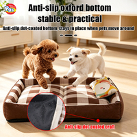 Canapé-lit carré pour animaux de compagnie, vente en gros d'usine, lavable, en coton et lin, coussin de soutien pour chien et chat, antidérapant, rembourrage en coton PP, support OEM ODM