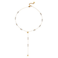 Kalung Wanita Stainless Steel Motif Bambu Sporty Chic Elegan Desain Bunga Delikat Bertabur Zirkon Lapis Emas 18K Awet untuk Perjalanan