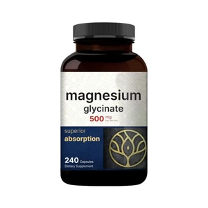 Capsules de glycinate de magnésium 500 mg les plus vendues – 240 capsules/flacon, dose quotidienne de 1 pilule pour la santé musculo-squelettique des adultes - Product Image 1