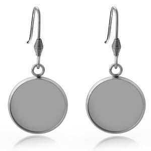 Blancs de <span class=keywords><strong>boucles</strong></span> <span class=keywords><strong>d</strong></span>'<span class=keywords><strong>oreilles</strong></span> bricolage-Réglages de plateau de lunette ronde avec crochets en argent sterling Fournitures - Product Image 1