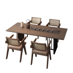 <span class=keywords><strong>Table</strong></span> de réunion de bureau en bois massif de style Wabi-sabi, chaises, <span class=keywords><strong>table</strong></span> multifonctionnelle pour le salon, <span class=keywords><strong>table</strong></span> de service à thé pour la réception - Product Image 5