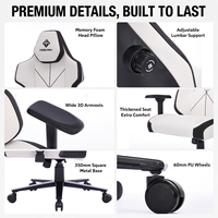 [Desarrollado en la casa] Silla de jugador ergonómica grande y alta de lujo Silla de juegos de computadora de tela blanca transpirable
