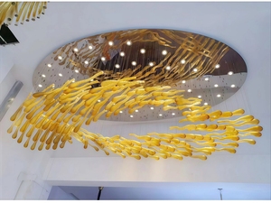 JYLIGHTING Lampadario Decorativo in Vetro a Forma di Nastro 3D, Grande Lampadario in Vetro Personalizzato per Hotel, Lobby, Villa - Product Image 2