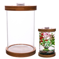 Aquarium bambou planche fond couverture aquarium paysage verre cylindrique bêta poisson combat réservoir de poissons en gros
