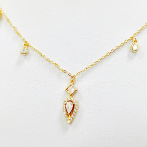 여성 패션 보석 우아한 빛 럭셔리 미니멀리즘 스태킹 쇄골 체인 눈물 지르콘 목걸이와 귀걸이 세트 - Product Image 1