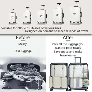 Sacs de rangement de bagages de grande capacité pour l'emballage de vêtements en Cube sous-vêtements sac organisateur de voyage cosmétique 8 pièces