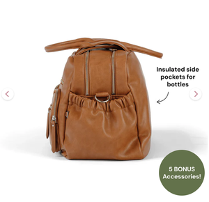 <span class=keywords><strong>Borsa</strong></span> per Pannolini Grande Capacità in Pelle PU Marrone Resistente all'Acqua con Chiusura a Cerniera, Produzione OEM - Product Image 6