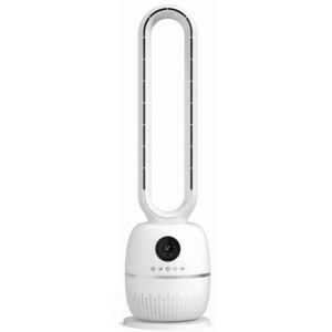 Bladeless Plastic Standing Fan <b>With</b> Remote Control 3-Speed Oscillation 12H <b>Timer</b> LED Display Night <b>Light</b> for Home/Office Safety - Product Image 1