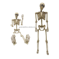 165cm batterie grandeur nature en plastique Halloween squelette yeux brillants joints réglables pour porte d'entrée intérieur extérieur effrayant décor