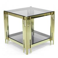 Ensembles de tables basses modernes avec pieds en métal, plateau rond en marbre doré et base en acier inoxydable