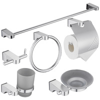 Distributeur de savon en aluminium chromé moderne et écologique, porte-savon, boîte à savon, porte-essuie-tout, accessoires d'étagère de salle de bain