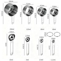 Ensemble de tasses et cuillères à mesurer en acier inoxydable, 4 ou 8 pièces, outils de mesure pour la cuisine et la pâtisserie, combo tasse-cuillère, or naturel