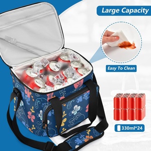 Hot Sale Custom Hibiscus Hawaiian Print Large Capacity <b>Waterproof</b> Nylon Fabric Insulated Cooler Bags Thermal Lunch <b>Box</b> for Adult - Product Image 4