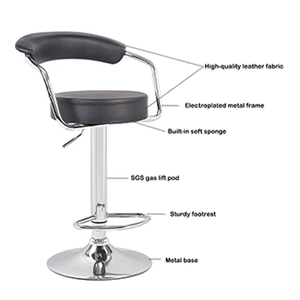 Chaises de <span class=keywords><strong>bar</strong></span> modernes à vérin à gaz, pivotantes, avec coussin en cuir, tables de <span class=keywords><strong>bar</strong></span> et chaises pivotantes pour îlot de cuisine - Product Image 5
