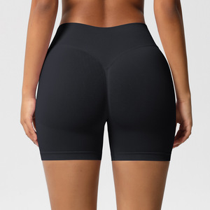 Shorts de yoga sans couture pour femmes, taille haute, côtelés larges, dos en V, effet fessier galbé, extensibles, pour la course, le cyclisme et le fitness – Vente en gros - Product Image 6