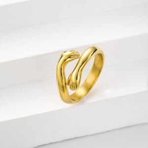 Abbraccio in stile mano in acciaio inossidabile del ringraziamento da Me abbraccio dichiarazione promessa anniversario anello - Product Image 2