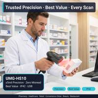 Lecteur de codes-barres USB 1D UIMG HS10 300 Scans/Sec, lecteur CCD portable pour pharmacie