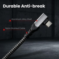 Premium de Fábrica 90 °   Cable USB 3.2 Gen2 Tipo-C en Forma de L de 10 Gbps, Carga Rápida de 5 A, Carcasa de Aluminio con Trenzado de Nailon, Cable de Salida de Video 4K