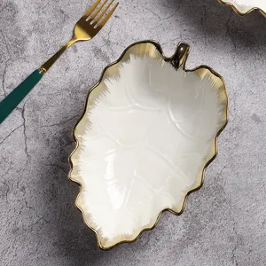Декоративная чаша в форме листа, керамическая белая фарфоровая Салатница в скандинавском стиле
