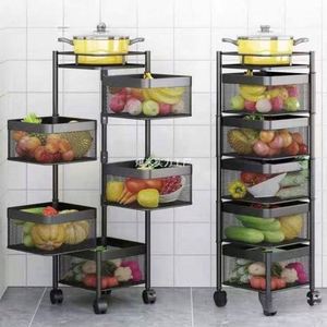 Étagère de rangement de cuisine rotative à 5 niveaux en métal multicouche avec étagères pour légumes et fruits - Product Image 2
