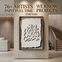 Art mural islamique de luxe en calligraphie 3D texturée, peinture sur toile arabe peinte à la main pour la décoration murale des hôtels et des restaurants