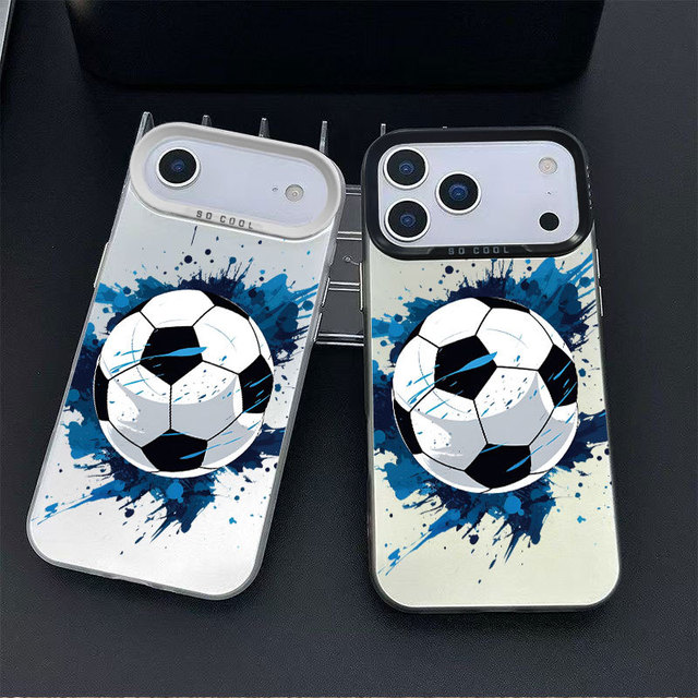 Colored Printed Football Phone Case for iPhone 16 17 Pro Max for Samsung Galaxy S25 Ultra Protective Cover