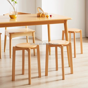 Moderne Eetkamer Woonkamer Restaurant En Coffeeshop Massief Houten Frame Stoelkrukken Te Koop Stapelbare Houten Krukken - Product Image 6
