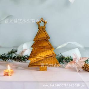 Shijie <b>Wooden</b> Christmas Tree Tray Decorative Snack Plate For Home Holiday Decoration - Product Image 4