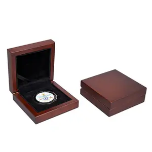 Роскошный держатель для одной монеты под заказ, квадратная Маленькая деревянная коробка для монет