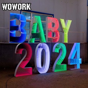 WOWORK-letras <span class=keywords><strong>led</strong></span> de neón para boda, letreros de metal, <span class=keywords><strong>RGB</strong></span>, 3d, marquesina, oferta de fábrica - Product Image 2