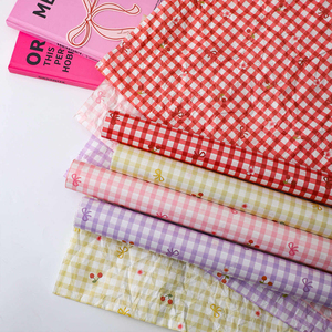 Papel de Regalo Estampado con Lazo de Cereza a Cuadros, Papel de Envolver Flores, Materiales para Floristería DIY - Product Image 4