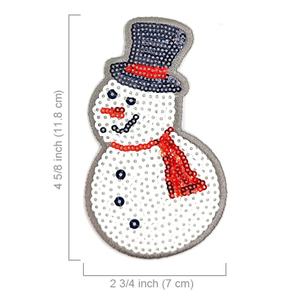 Suministro de fábrica Muñeco de nieve PVC Lona plástica Lentejuelas Parche para planchar para ropa temática de invierno - Product Image 4