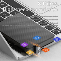 Adaptateur USB-C vers USB en forme de U PD240W 8K60Hz 80Gbps Connecteur Femelle/Mâle à 180 Degrés Thunderbolt 4/3 Commutateur pour Ordinateur Portable DC LED