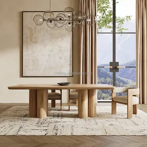 Nouveauté Meubles de luxe Tables de salle à manger Ensemble de table à manger rectangulaire Ensemble table à manger et chaises modernes en bois de chêne massif pour 8 personnes
