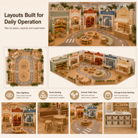 Parque Infantil Interior Modular Multiusos, Plaza de Juegos con Asientos Redondos, Certificación CE, Espacio Comercial para Niños
