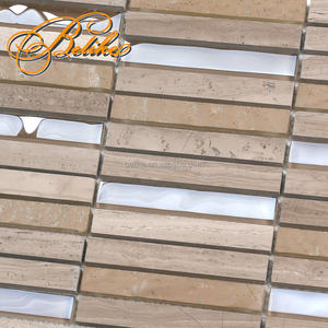 Serene Thassos, mosaico de grano de madera blanca, elegante vidrio nacarado, revestimiento de paredes de mármol, azulejo, para el hogar Decoración elegante, función de retroceso - Product Image 3