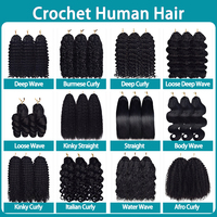 Extensions de cheveux humains bouclés au crochet, tresses sans nœuds, mèches de cheveux humains bouclés birmans pré-bouclées