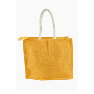 Sac fourre-tout en coton jaune moyen, écologique et personnalisable, avec fermeture à l'épaule et poignée longue pour les courses - Product Image 1