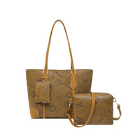 Sac fourre-tout pour femme avec imprimé lettres, 2 en 1, grande capacité, sac à bandoulière pour les trajets quotidiens avec petite bourse à monnaie, ensemble de sacs pour femmes pour le shopping quotidien