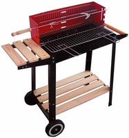 Grille coupe-vent rectangulaire réglable en hauteur avec table d'appoint barbecue à charbon d'extérieur