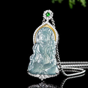 หยกธรรมชาติสีน้ำเงิน จี้พระอวโลกิเตศวรา เงิน S925 ฝังเงิน แฟชั่นสไตล์จีน UNISEX ใบรับรองการประเมิน D884 - Product Image 4