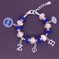 Blaue und weiße Perle griechischen Buchstaben Schwestern schaft ZPB Charms Schmuck Armband Zeta Phi Beta Gesellschaft Armbänder
