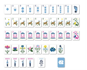 Tuiles de mahjong personnalisées imprimées, pièces de jeu en céramique, logo bleu et blanc, ensemble de jeu de table pour fête - Product Image 2