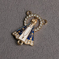Connecteur central en émail coloré KOMI avec strass et cristal, représentant la Vierge Marie de Guadalupe, pour la fabrication de bijoux de chapelet religieux