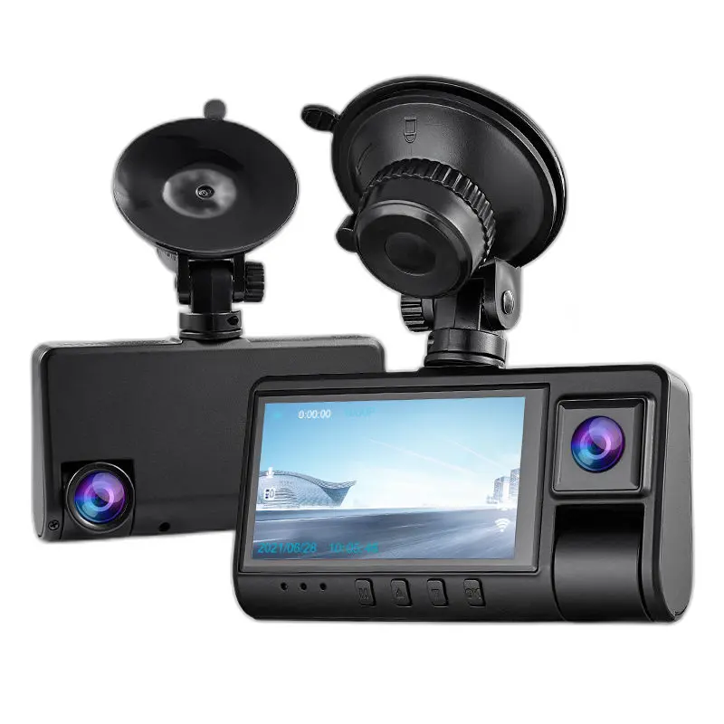 3 אינץ' 4K אולטרה מלא HD כפול עדשה לרכב מצלמת דאש FHD מובנה GPS DVR מקליט עם מצלמה כפולה ותושבת GPS ברזולוציה של 1440p